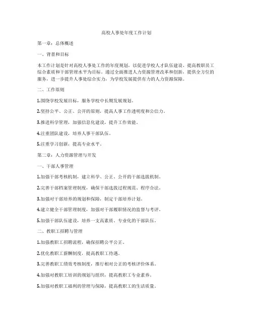 高校人事处年度工作计划