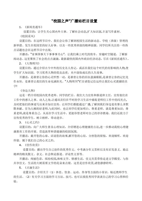 “校园之声”广播站栏目设置及开播语Microsoft-Word-文档