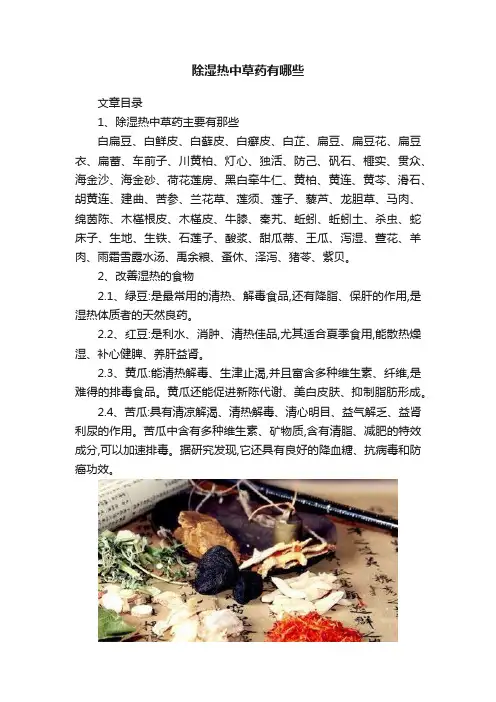除湿热中草药有哪些
