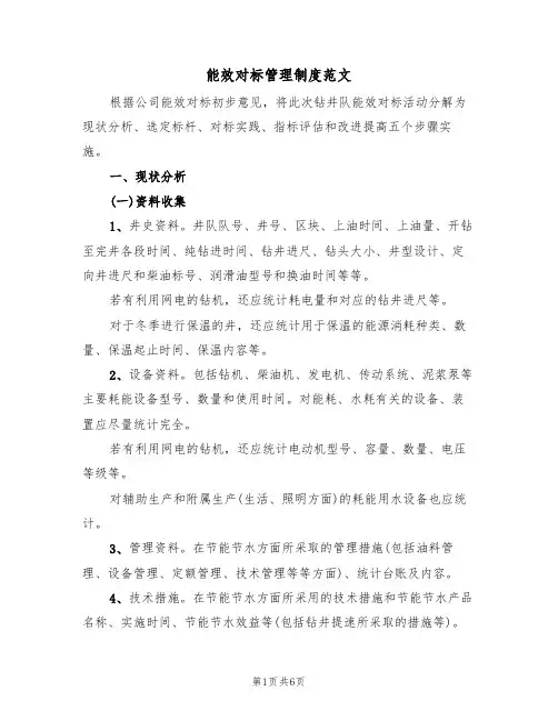 能效对标管理制度范文(2篇)