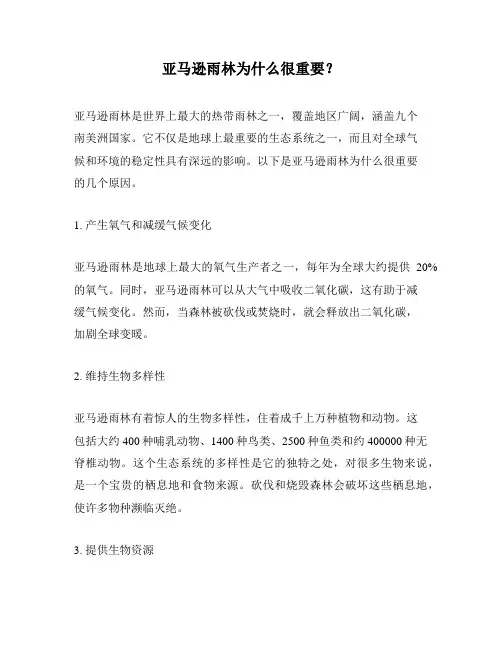 亚马逊雨林为什么很重要？
