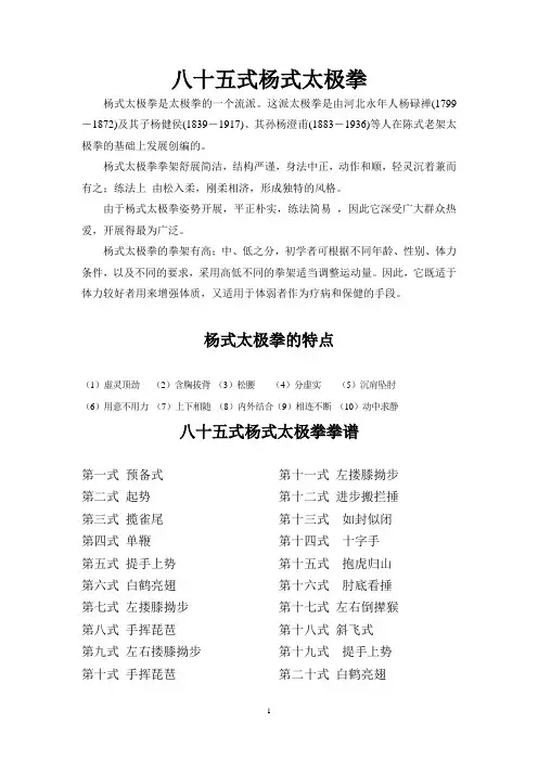 85式杨氏太极拳图解及各动作要领解析
