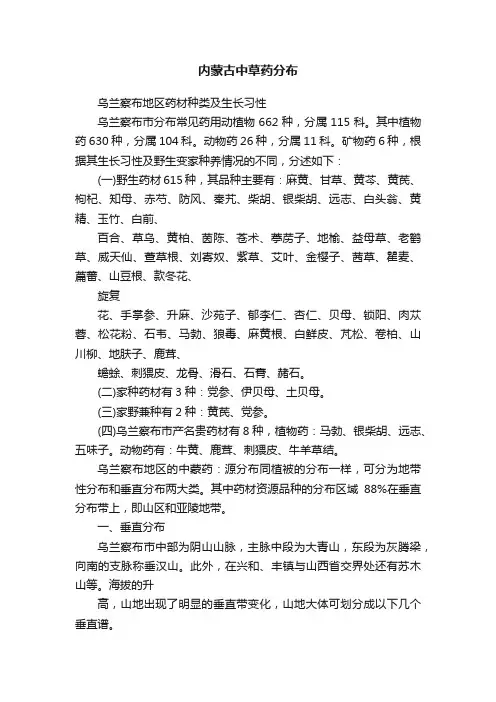 内蒙古中草药分布