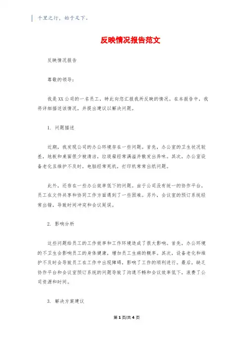 反映情况报告范文