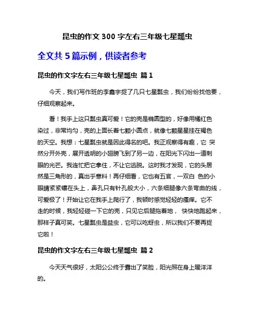 昆虫的作文300字左右三年级七星瓢虫