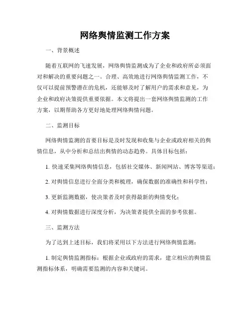 网络舆情监测工作方案
