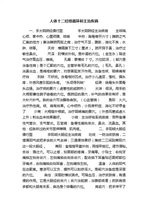 人体十二经络循环和主治疾病