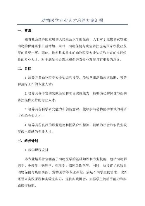 动物医学专业人才培养方案汇报