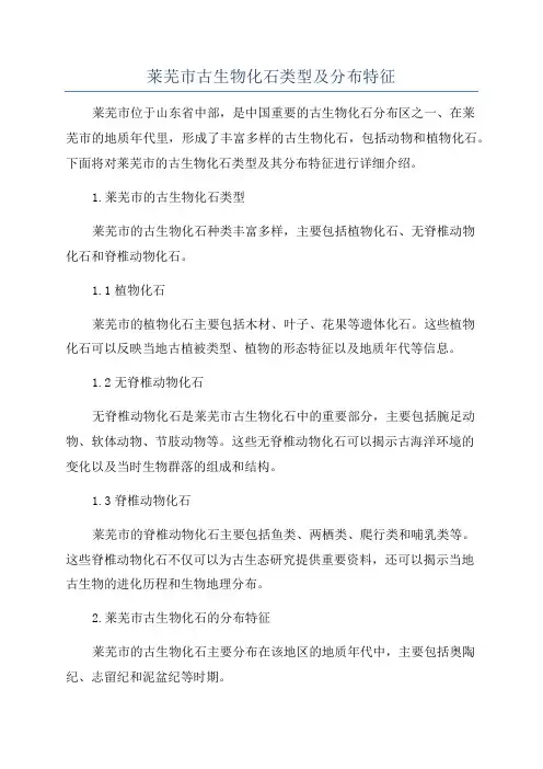莱芜市古生物化石类型及分布特征