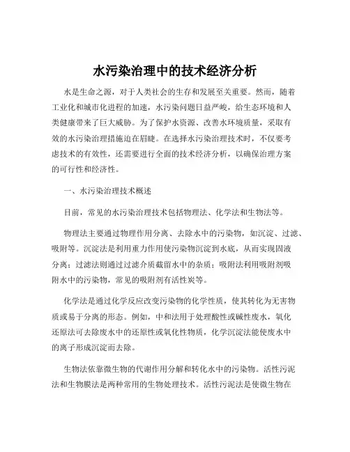 水污染治理中的技术经济分析