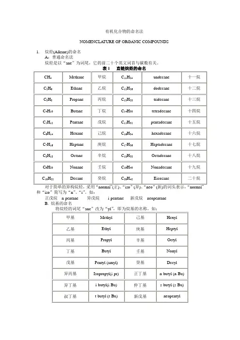 有机化合物的命名法