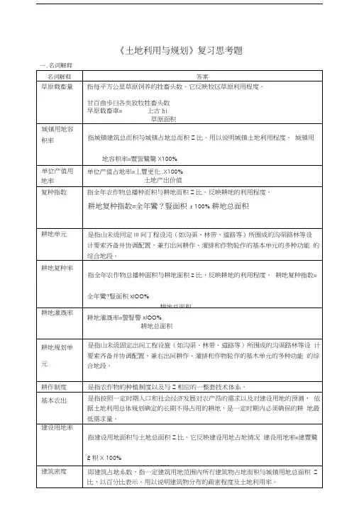土地利用与规划复习思考题.doc