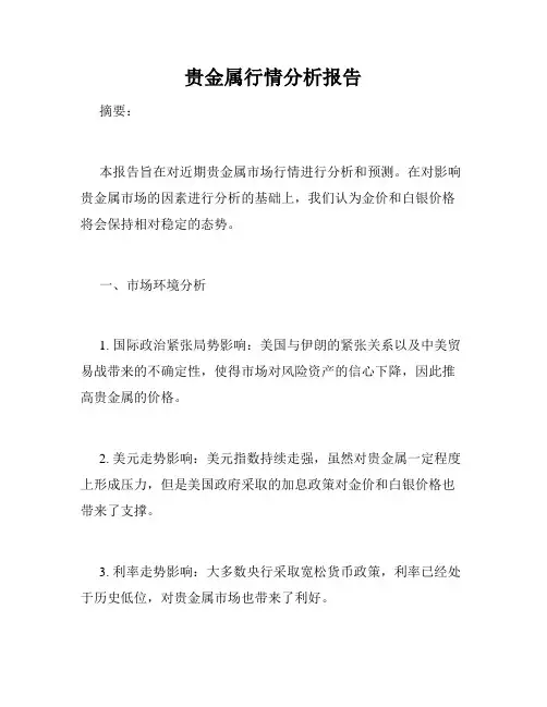 贵金属行情分析报告