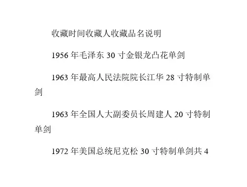 名人收藏龙泉宝剑名录