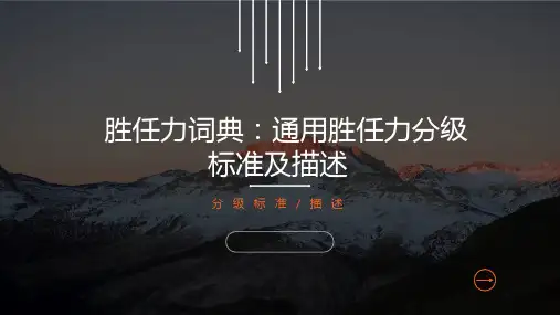 胜任力词典：通用胜任力分级标准及描述