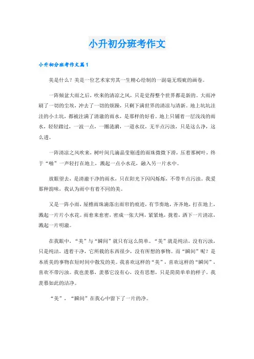 小升初分班考作文