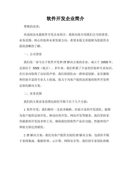软件开发企业简介