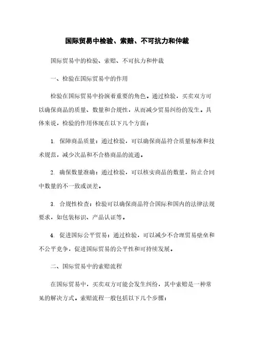 国际贸易中检验、索赔、不可抗力和仲裁