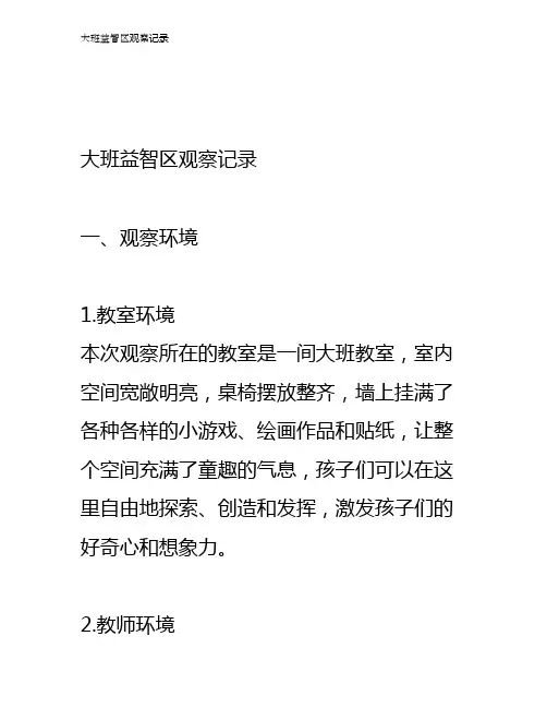 大班益智区观察记录