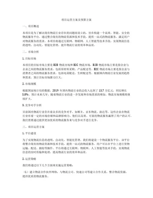 项目运营方案及预算方案