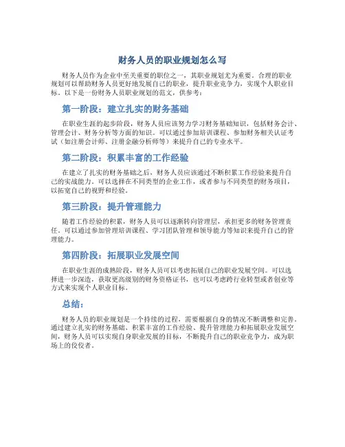 财务人员的职业规划怎么写范文