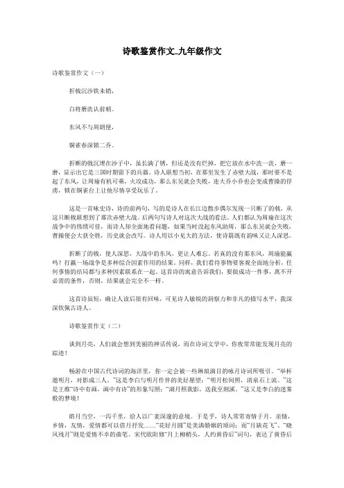 诗歌鉴赏作文_九年级作文