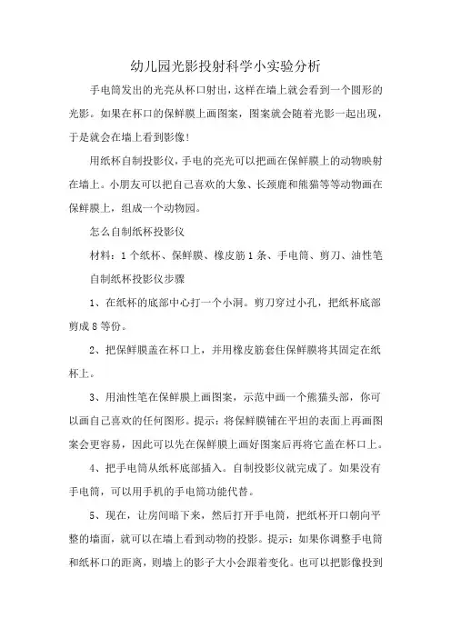 幼儿园光影投射科学小实验分析