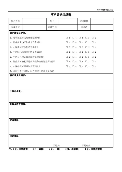 客户访谈记录表
