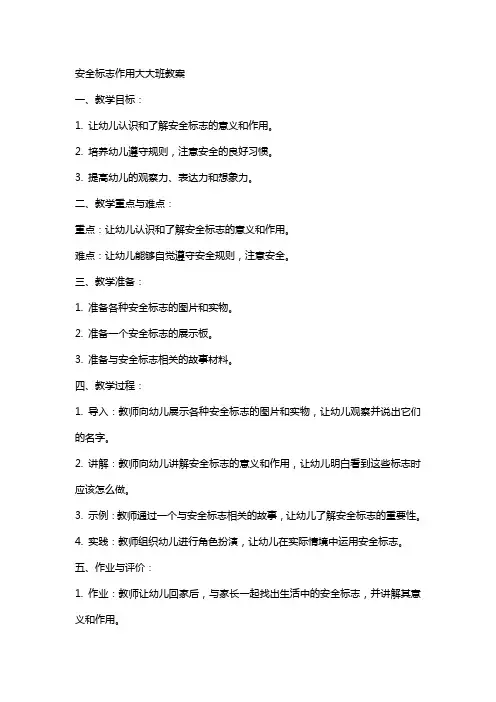 安全标志作用大大班教案