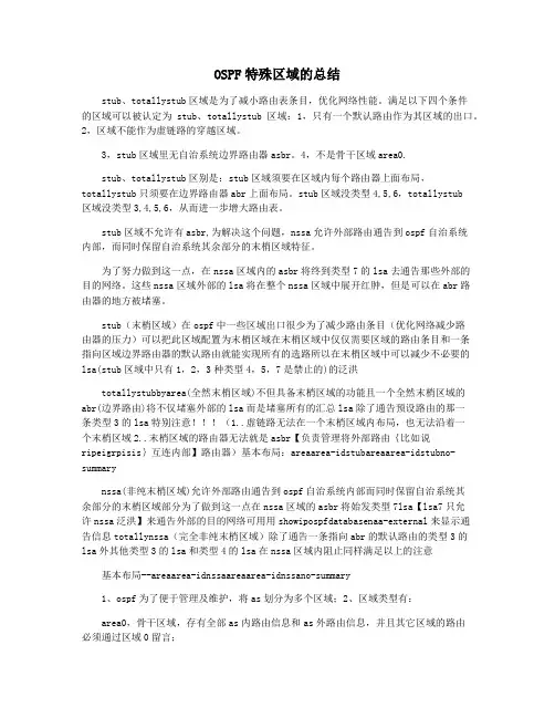 OSPF特殊区域的总结