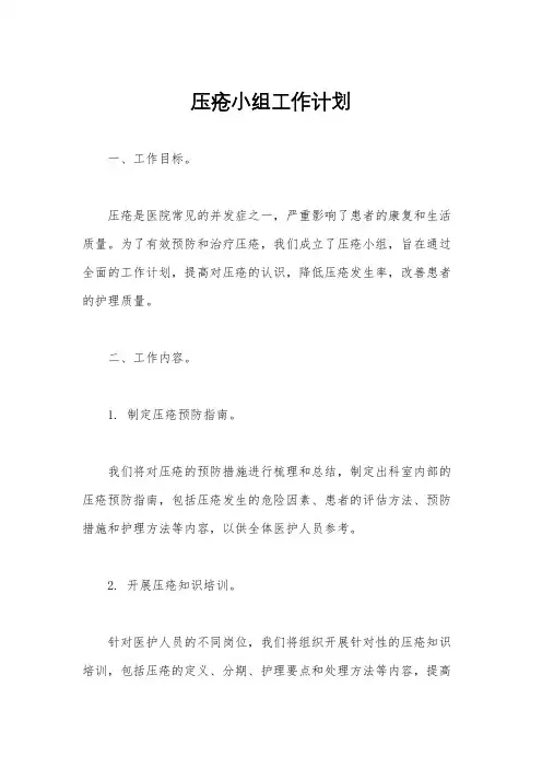 压疮小组工作计划
