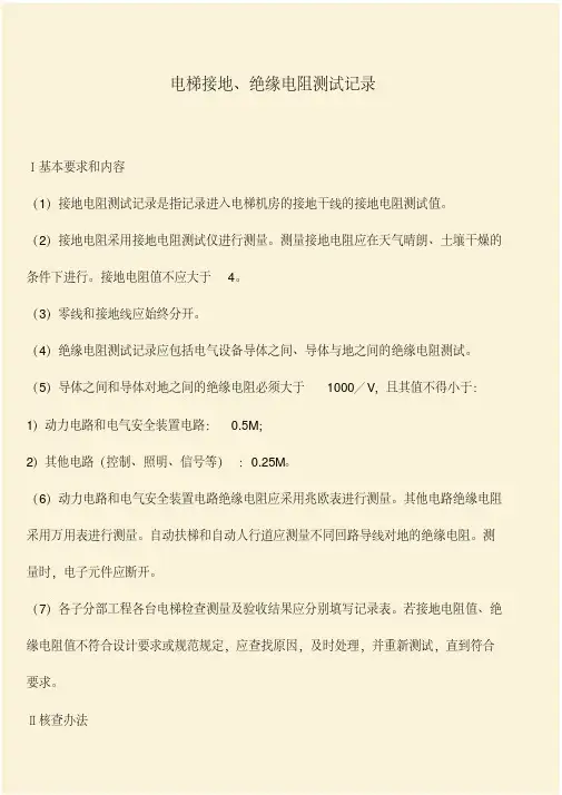 推荐：电梯接地、绝缘电阻测试记录