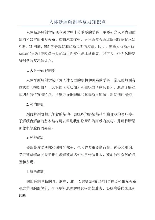 人体断层解剖学复习知识点