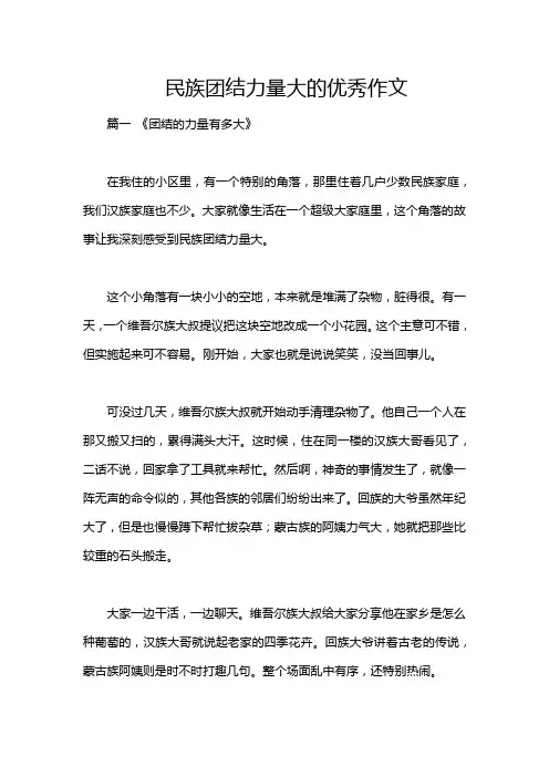 民族团结力量大的优秀作文