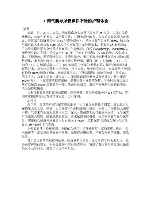 1例气囊导尿管操作不当的护理体会