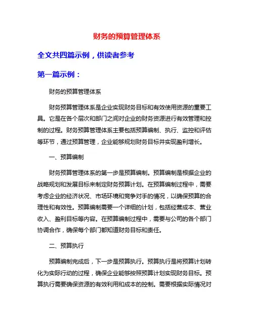 财务的预算管理体系