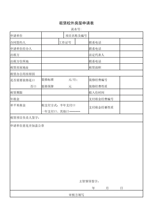 租赁校外房屋申请表