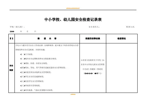 学校安全检查表2016
