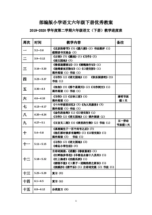 2020年部编版小学语文六年级下册优秀教案全册