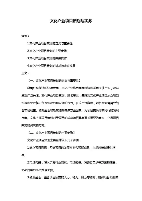 文化产业项目策划与实务