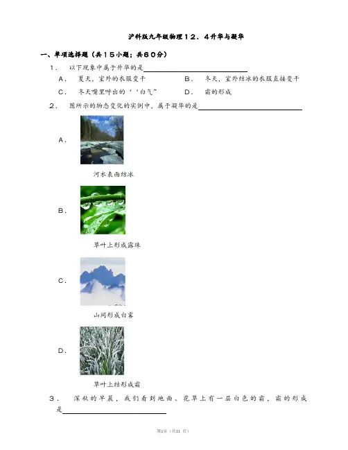 沪科版九年级物理一课一练12.4升华与凝华 