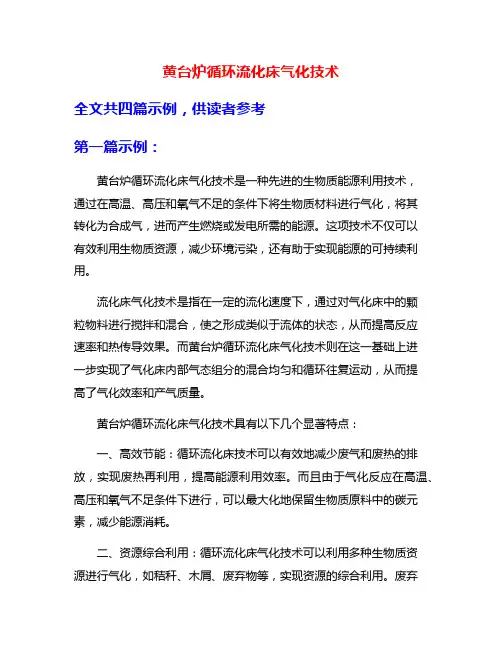 黄台炉循环流化床气化技术
