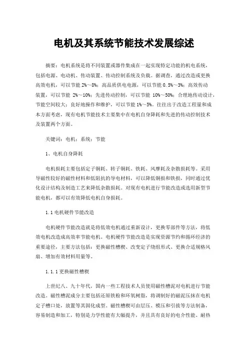 电机及其系统节能技术发展综述
