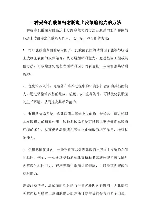 一种提高乳酸菌粘附肠道上皮细胞能力的方法