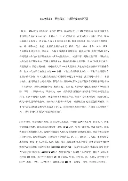 重油与煤焦油的区别