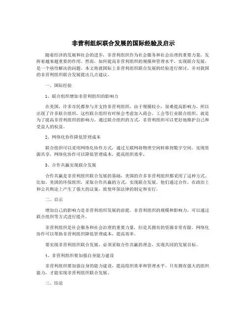 非营利组织联合发展的国际经验及启示