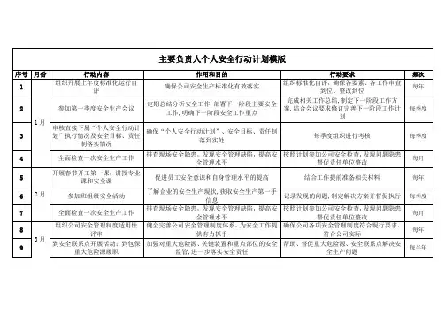 主要负责人个人安全行动计划模版