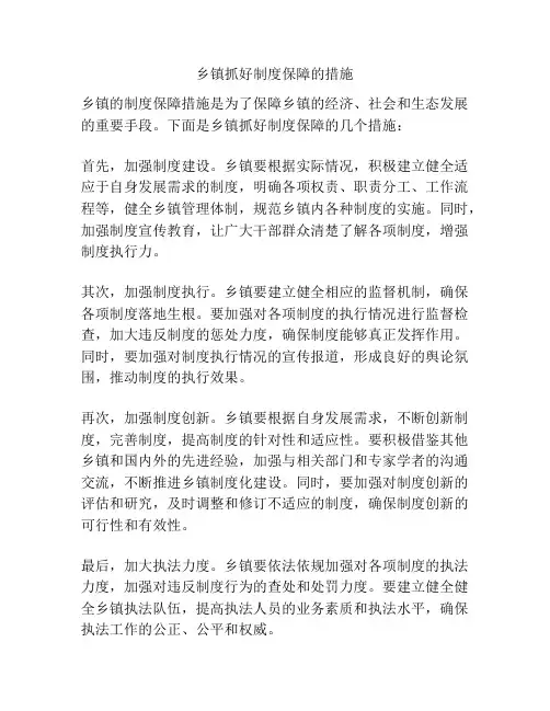 乡镇抓好制度保障的措施