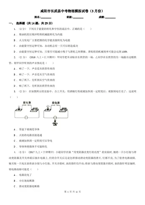 咸阳市长武县中考物理模拟试卷(3月份)