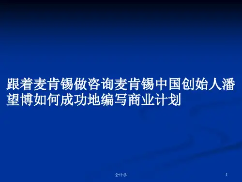 跟着麦肯锡做咨询麦肯锡中国创始人潘望博如何成功地编写商业计划PPT学习教案